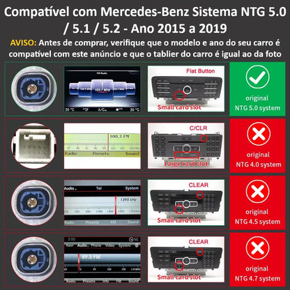 MERCEDES-BENZ - Sistema NTG 5.0 / 5.1 / 5.2 - Instalação Função Apple CarPlay & Google Android Auto Wireless