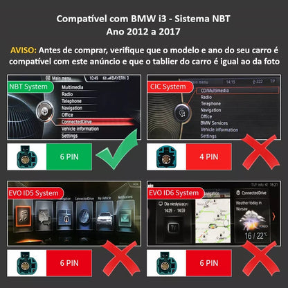 BMW - Modelo i3 - Sistema NBT - Instalação Função Apple CarPlay & Google Android Auto Wireless