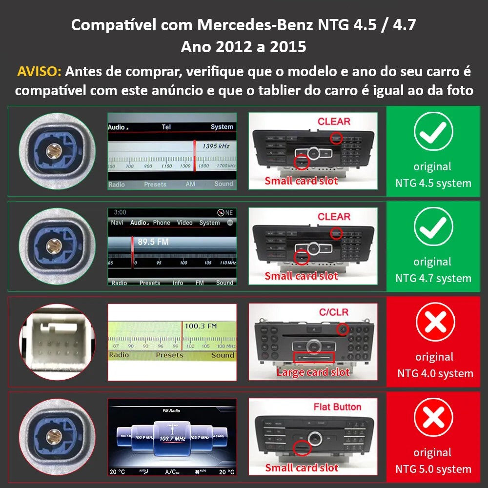 MERCEDES-BENZ - Sistema NTG 4.5 / 4.7 - Instalação Função Apple CarPlay & Google Android Auto Wireless