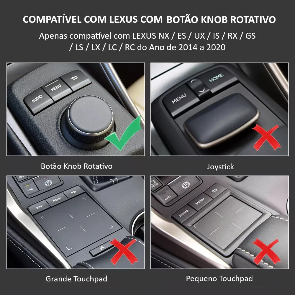 LEXUS - Sistema Premium Navigation c/ BOTÃO KNOB ROTATIVO - Instalação Função Apple CarPlay & Google Android Auto Wireless