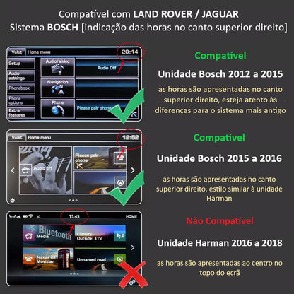 LAND ROVER / JAGUAR - Sistema Gen 2.1 InControl Touch Plus [BOSCH] 2012 a 2016 - Instalação Função Apple CarPlay & Google Android Auto Wireless