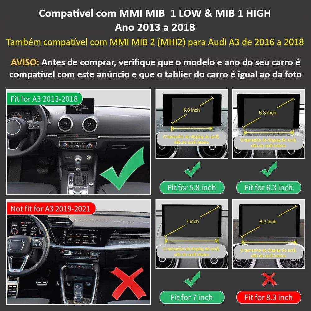 AUDI - Sistema MMI MIB 1 LOW (MSTD) & HIGH (MHIG) - Instalação Função Apple CarPlay & Google Android Auto Wireless