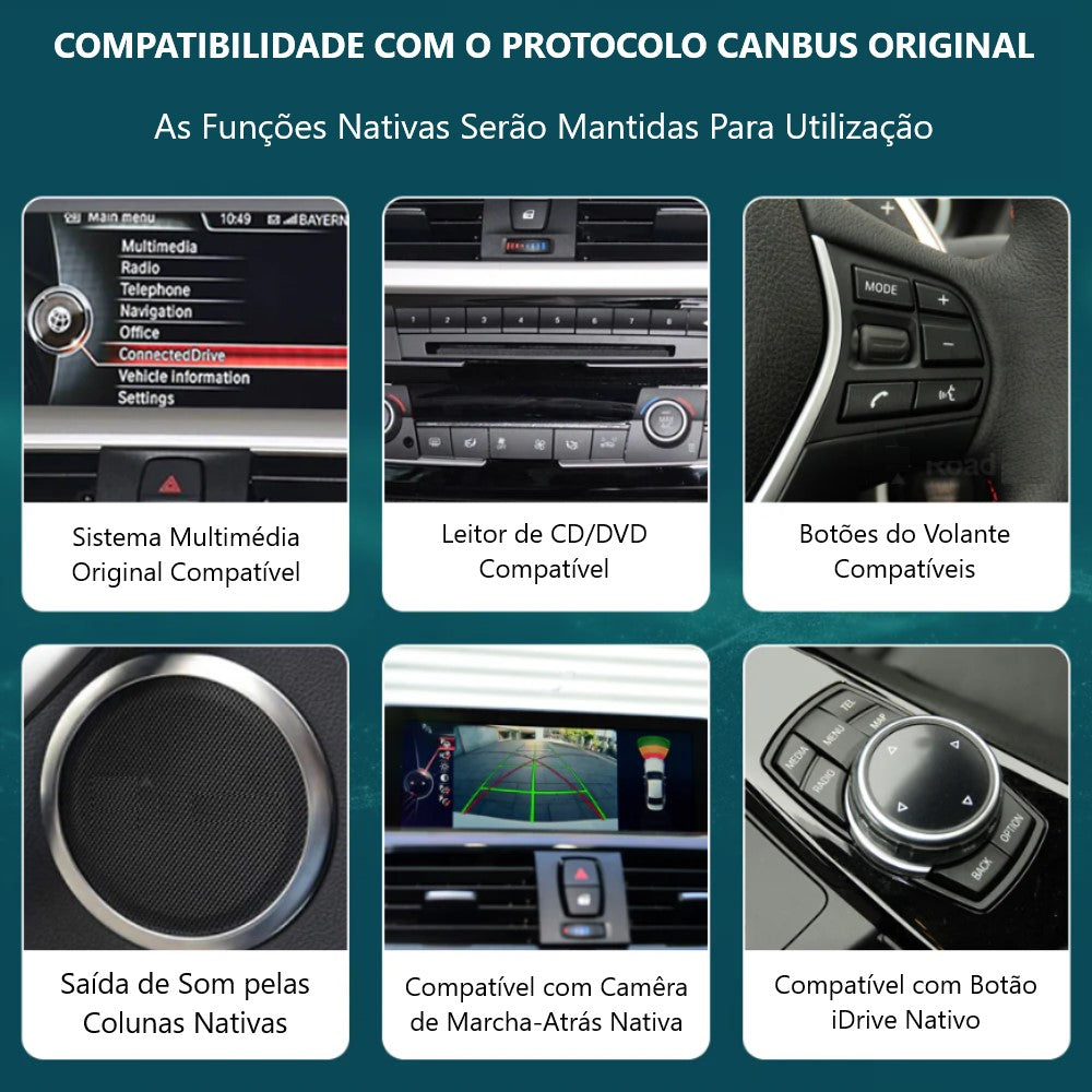 BMW - Série 3 / 4 - CCC CIC NBT EVO - Ecrã Touch Screen Android 13 - Apple CarPlay & Google Android Auto Wireless