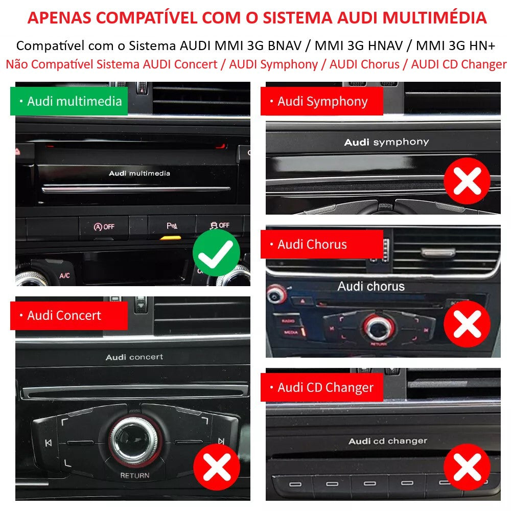 AUDI - Sistema MMI 3G [BNav] / 3G [HNav] / 3G Plus [HN+] - Instalação Função CarPlay & Android Auto Wireless