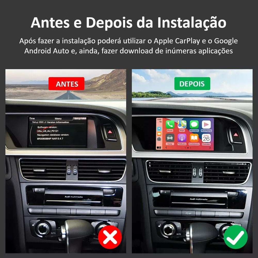 AUDI - Sistema MMI 3G [BNav] / 3G [HNav] / 3G Plus [HN+] - Instalação Função CarPlay & Android Auto Wireless