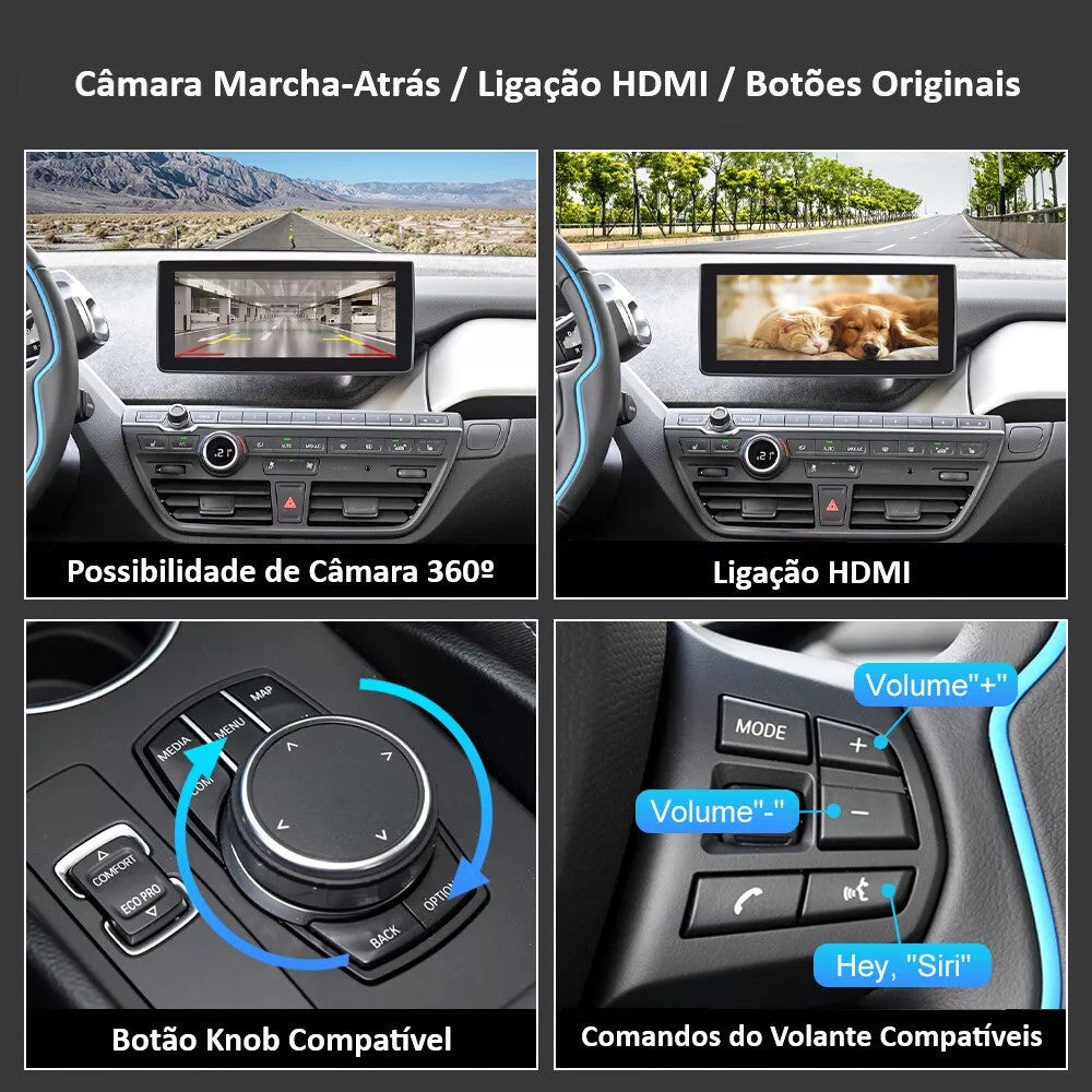 BMW - Modelo i3 - Sistema EVO - Instalação Função Apple CarPlay & Google Android Auto Wireless