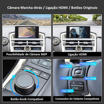 LEXUS - Sistema Premium Navigation c/ BOTÃO KNOB ROTATIVO - Instalação Função Apple CarPlay & Google Android Auto Wireless