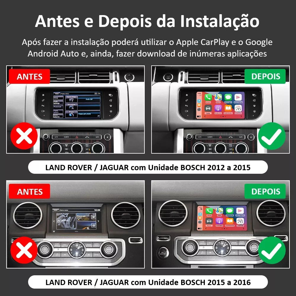 LAND ROVER / JAGUAR - Sistema Gen 2.1 InControl Touch Plus [BOSCH] 2012 a 2016 - Instalação Função Apple CarPlay & Google Android Auto Wireless