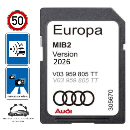 AUDI - Sistema MMI MIB2 High MHI2 MHI2Q - Cartão SD Atualização Software + Mapas GPS Nav 2026