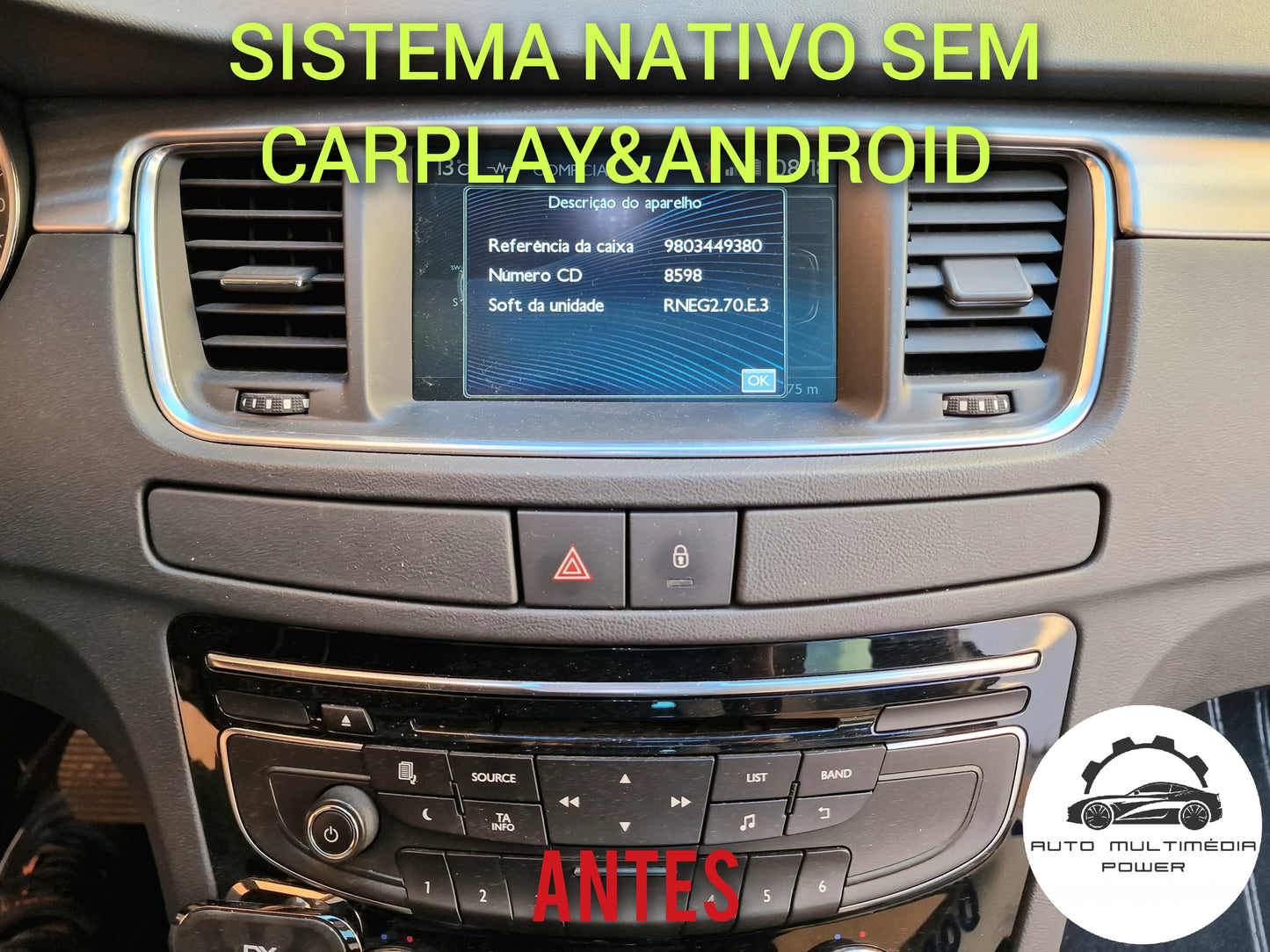 CITROEN / PEUGEOT - Sistema RT6 - Instalação Ecrã Touch CarPlay & Android Auto Wireless