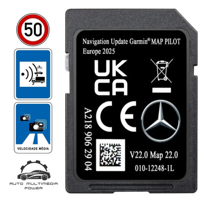 MERCEDES-BENZ - Sistema Garmin Map Pilot NTG5 Audio 20 - Cartão SD Atualização Mapas GPS Nav A218 Star 1 v22 2025