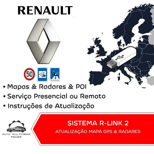 RENAULT - Sistema R-LINK 2 - Atualização Software + Mapas GPS + Radares v2024