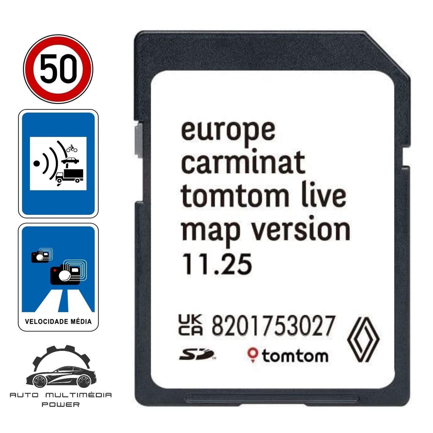 RENAULT - Sistema TomTom LIVE Carminat - Cartão SD Atualização Mapas GPS + Radares v11.25 2025