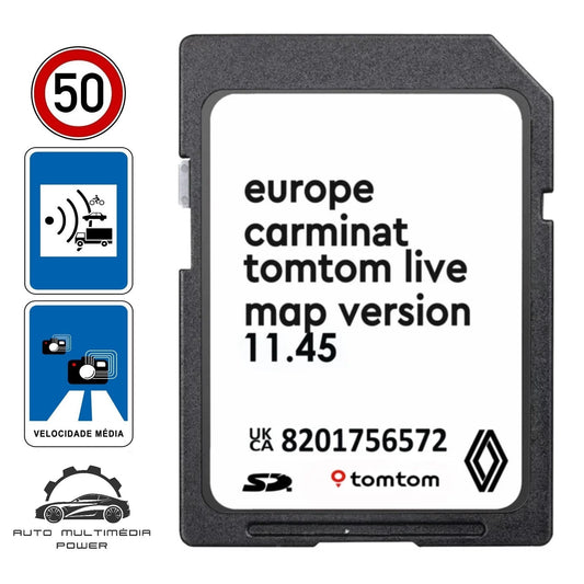 RENAULT - Sistema TomTom LIVE Carminat - Cartão SD Atualização Mapas GPS + Radares v 11.45 2025