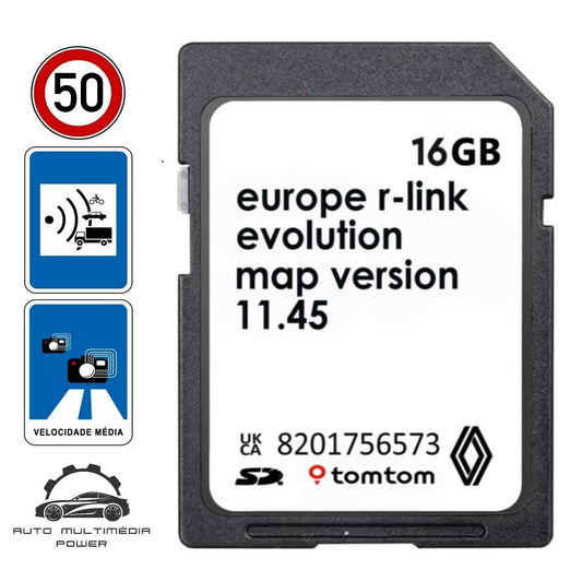 RENAULT - Sistema TomTom R-Link 1 Evolution - Cartão SD Atualização Mapas GPS + Radares v11.45 2025