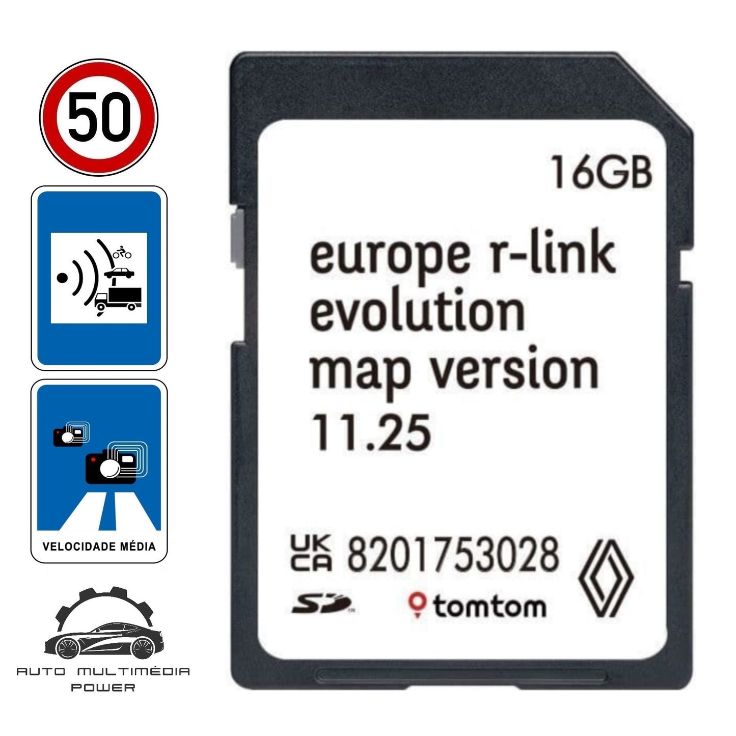 RENAULT - Sistema TomTom R-Link 1 Evolution - Cartão SD Atualização Mapas GPS + Radares v11.25 2025