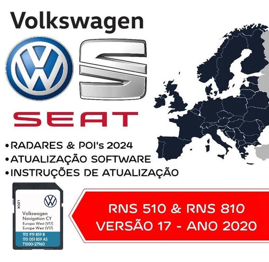 VOLKSWAGEN VW / SEAT / SKODA - Sistema RNS 510 810 - Atualização Mapas GPS Nav v17 2021