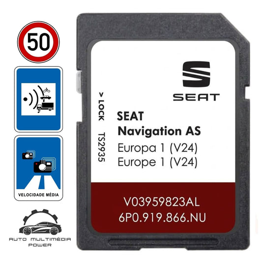 SEAT - Sistema Discover Media 2 MST2 - Cartão SD AS Atualização Mapas GPS Nav v24 2027