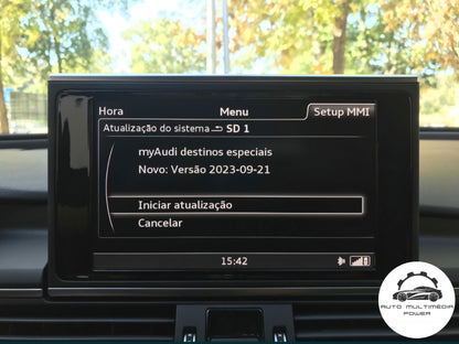 AUDI - Sistema MMI MIB2 High MHI2 MHI2Q - Cartão SD Atualização Software + Mapas GPS Nav v2025