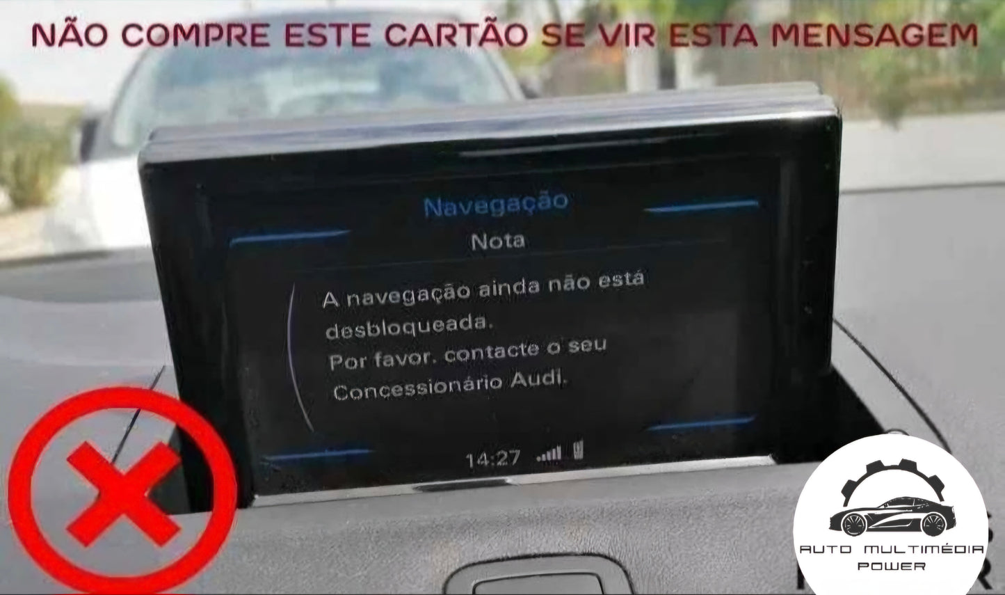 AUDI - Sistema MMI RMC - Cartão SD Mapas GPS Nav versão Ano Matrícula