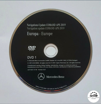 MERCEDES-BENZ - Sistema NTG 2.5 COMAND - DVD Atualização Mapas GPS NAV Europa v16 2019