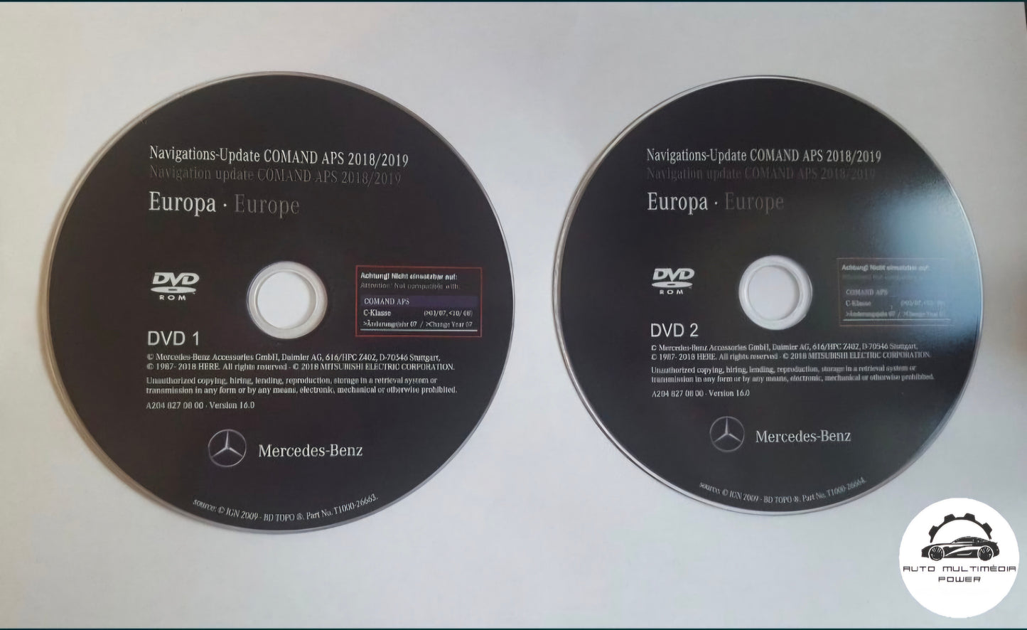 MERCEDES-BENZ - Sistema NTG4-204 COMAND - DVD Atualização Mapas GPS Nav v16 2019