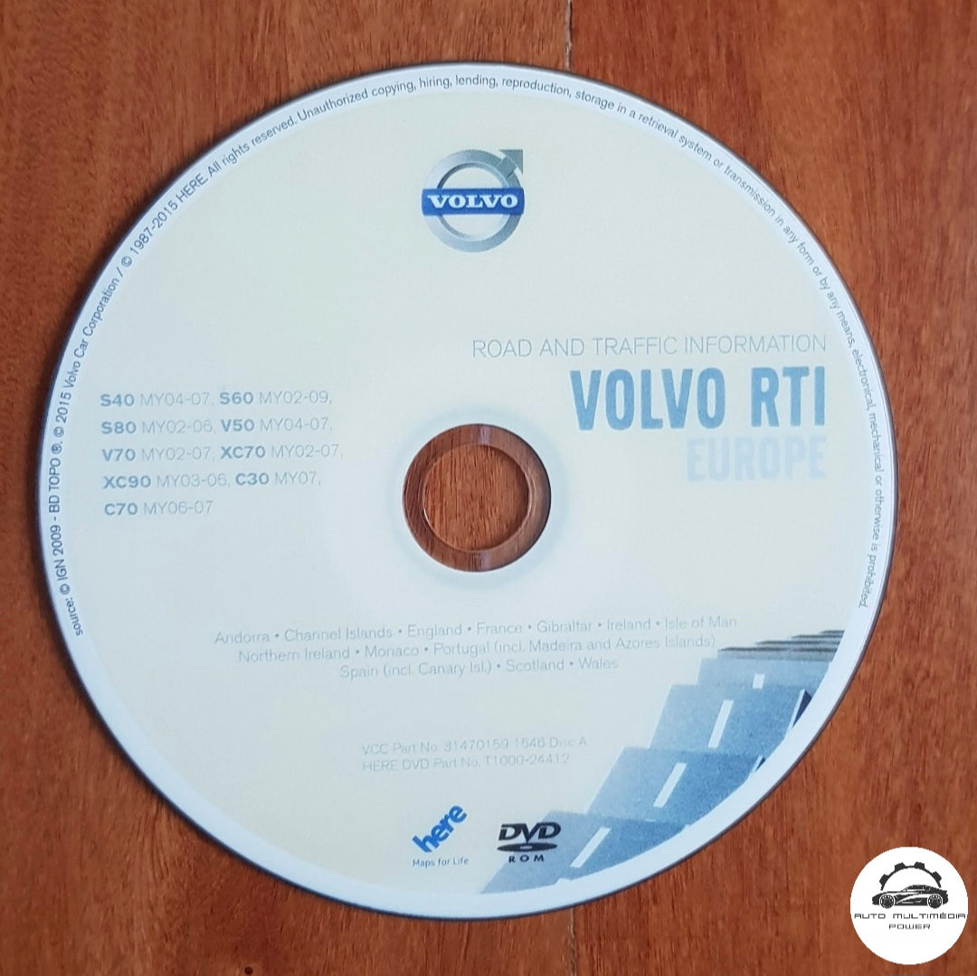 VOLVO - Sistema RTI MMM P2001 - DVD Atualização Mapas GPS Nav v2015