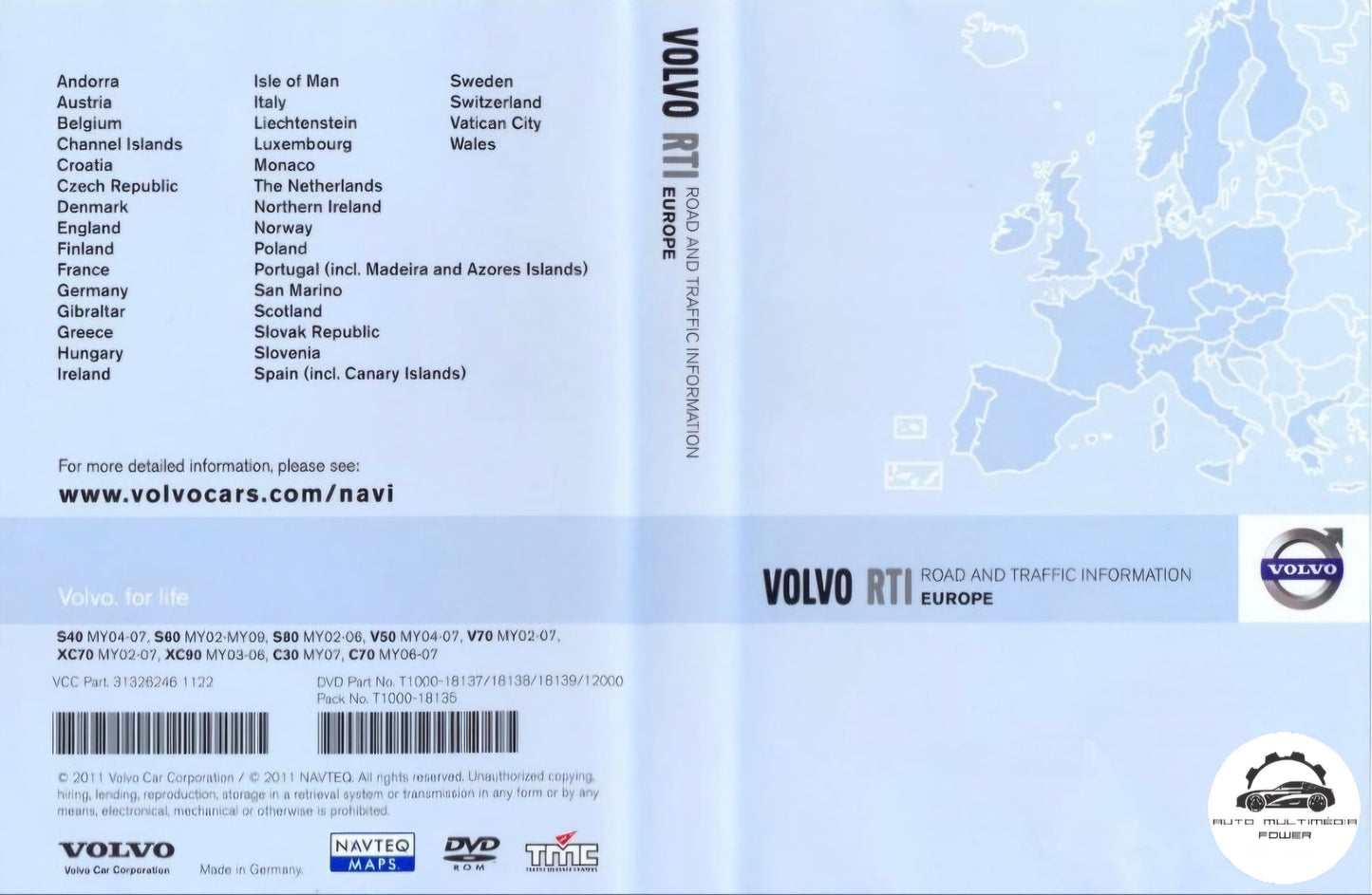 VOLVO - Sistema RTI MMM P2001 - DVD Atualização Mapas GPS Nav v2015