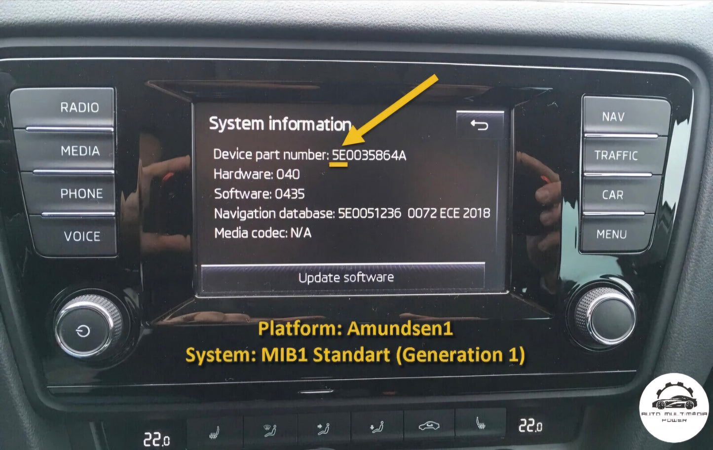 SKODA - Sistema Amundsen 1 GEN 1 MSTD - Cartão SD AT Atualização Mapas GPS Nav v18 2023