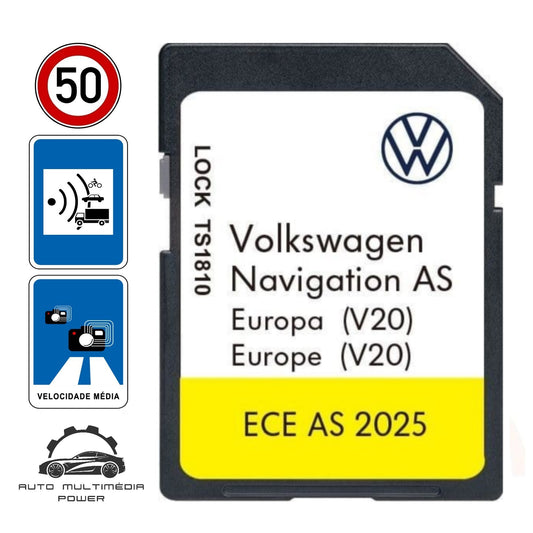 VOLKSWAGEN VW - Sistema Discover Media Gen 2 - Cartão SD AS Atualização Mapas GPS Nav v20 2025