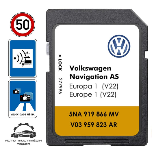 VOLKSWAGEN VW - Sistema Discover Media Gen 2 - Cartão SD AS Atualização Mapas GPS Nav v22 2026