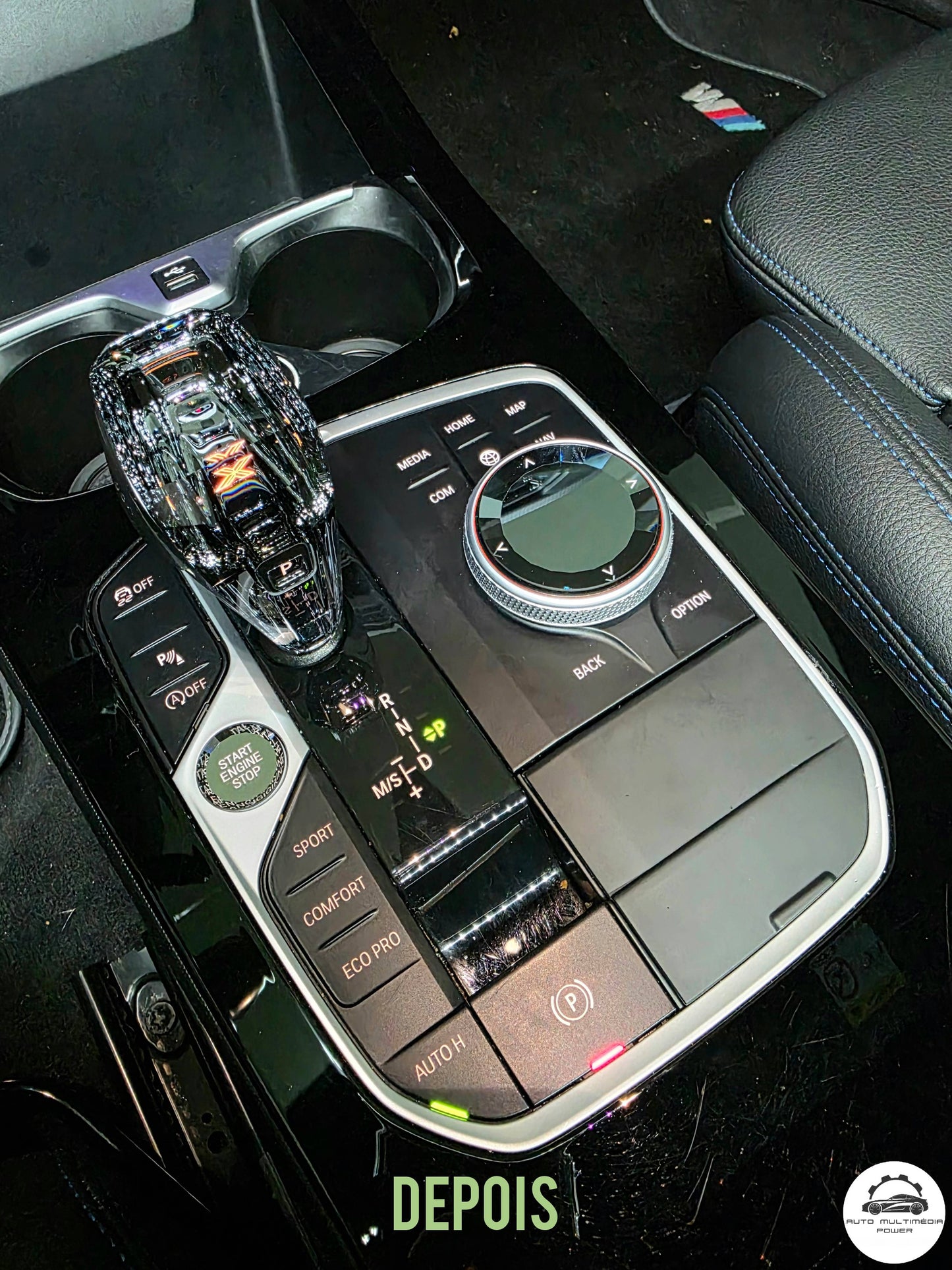 BMW - KIT Manete de Mudanças em Cristal & Botões Multimédia em Cristal - Veículos com Plataforma MGU